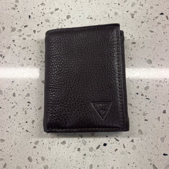 Guess Other - Guess Dark Brown Leather Trifold Card Holder/Wallet